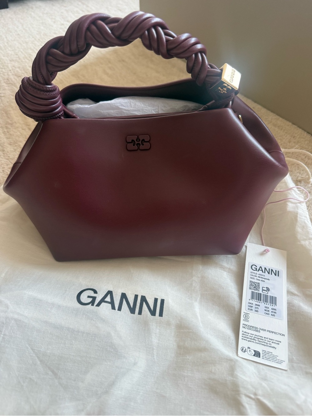 GANNI Small Bou Bag Burgundy